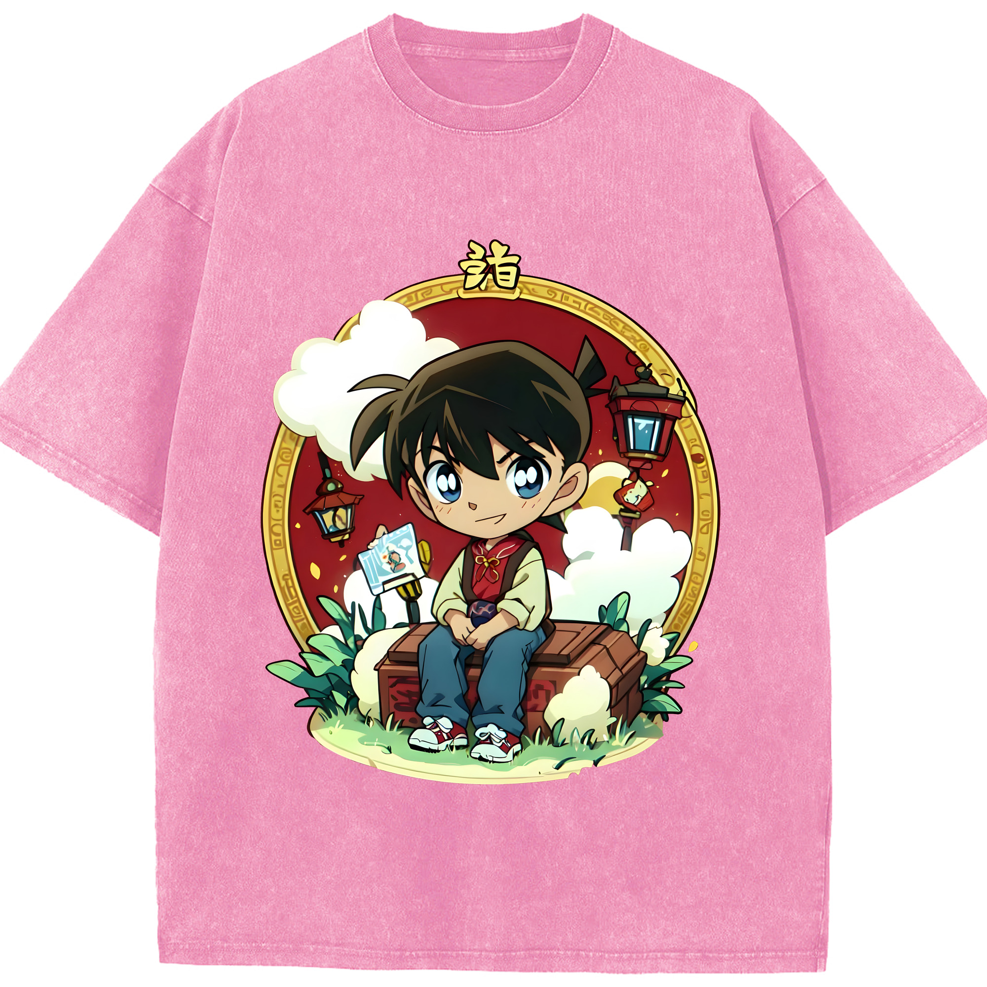 （画像用） 名探偵コナン 江戸川 コナン Detective Conan Conan Edogawa 綿100% ヴィンテージ風 半袖Tシャツ（フロントプリント）
